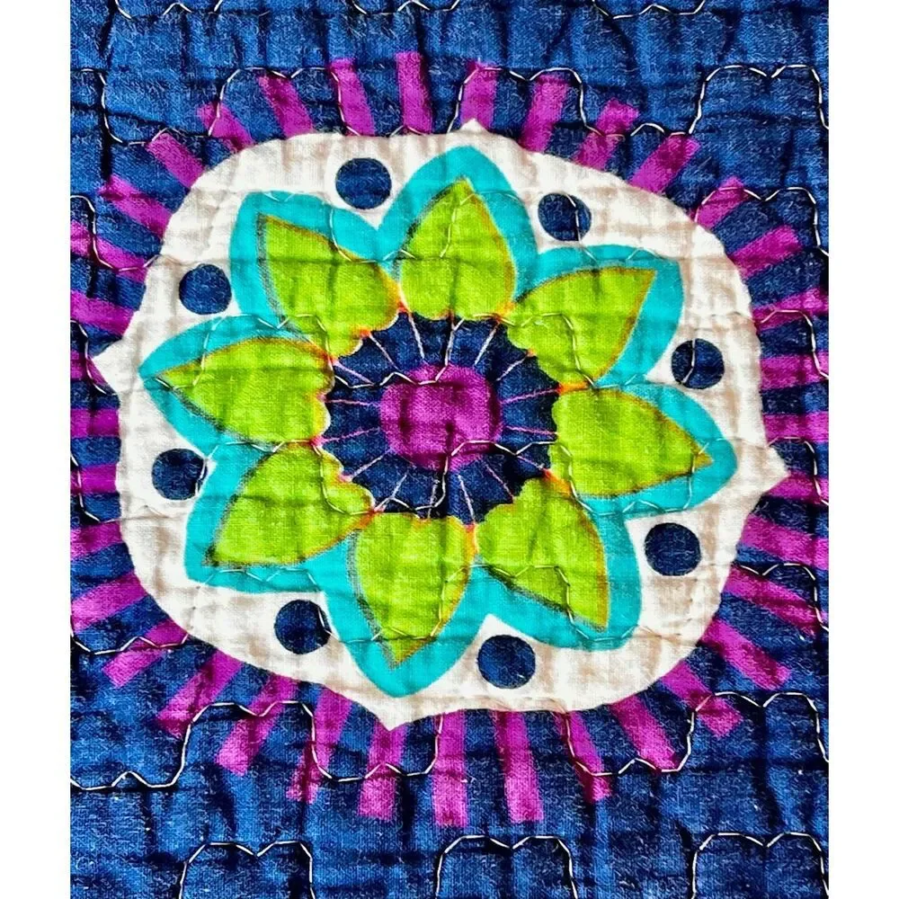 Virah Bella Suri Printed Reversible Quilt Suri Blue King Size Quilt